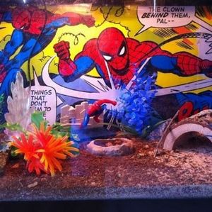 Spiderman Marvel Comics aquarium backdrop